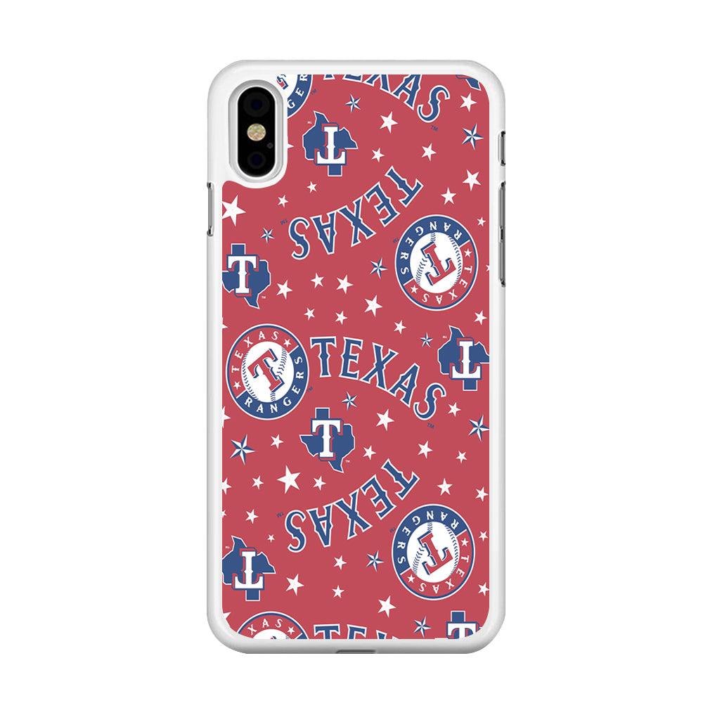 Baseball Texas Rangers MLB 001 iPhone Xs Max Case-Rubber / White (2D Case)-Xtracase
