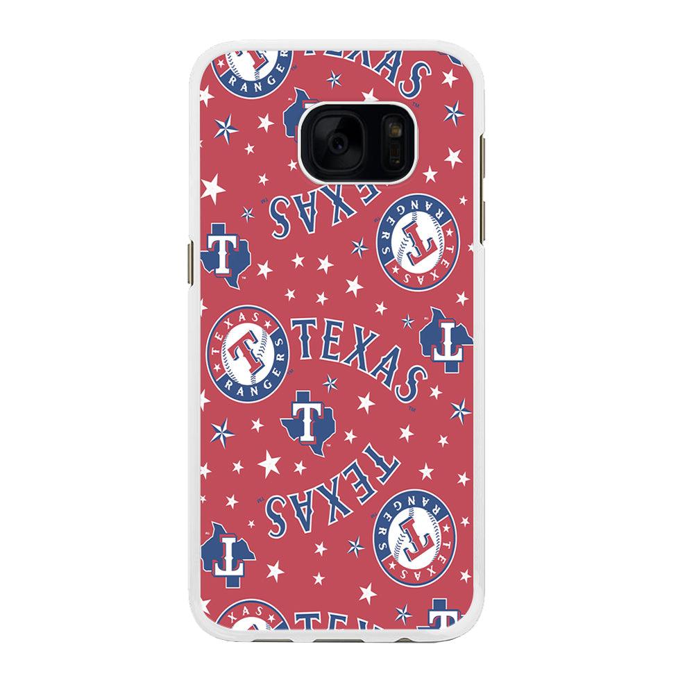 Baseball Texas Rangers MLB 001 Samsung Galaxy S7 Edge Case-Rubber / White (2D Case)-Xtracase