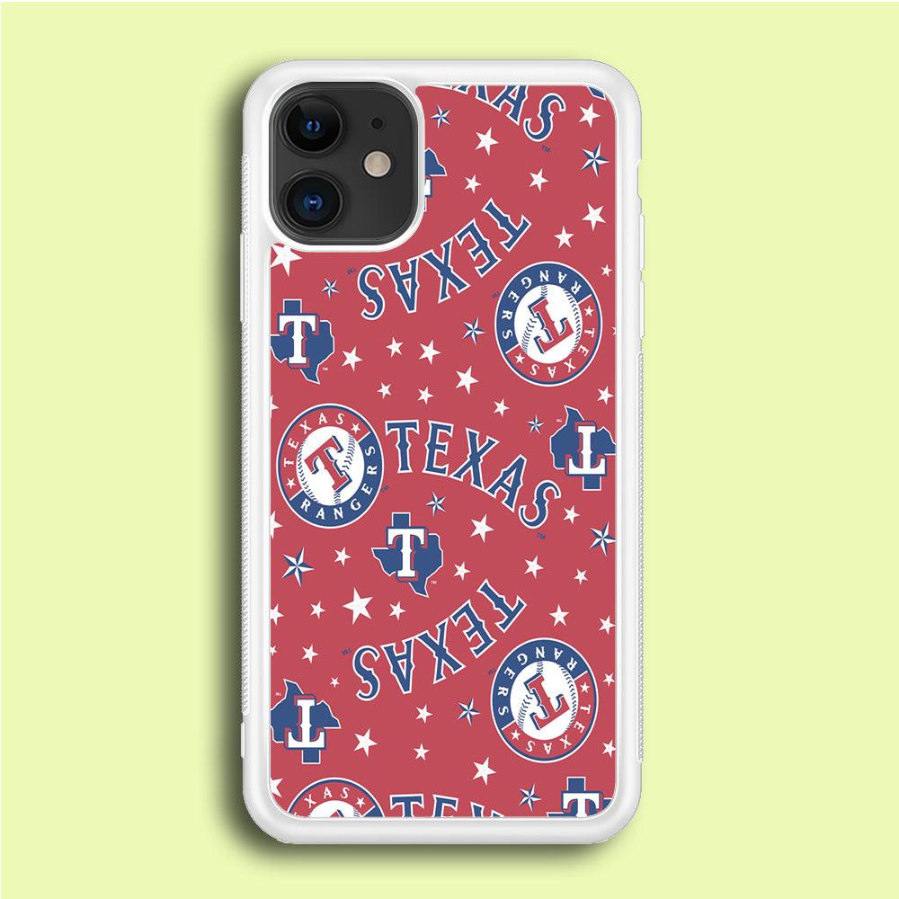 Baseball Texas Rangers MLB 001 iPhone 12 Case-Rubber / White (2D Case)-Xtracase