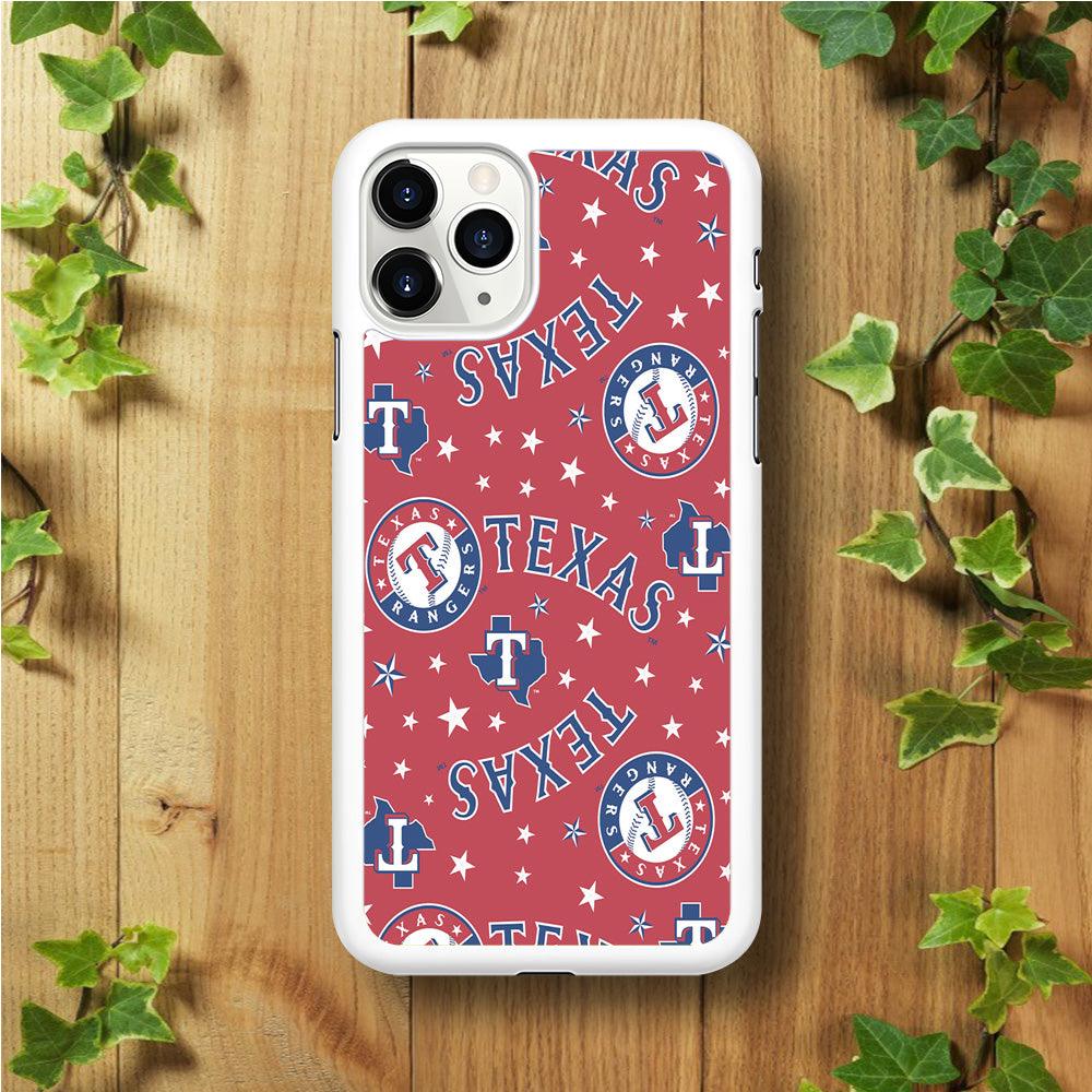 Baseball Texas Rangers MLB 001 iPhone 11 Pro Max Case-Rubber / White (2D Case)-Xtracase