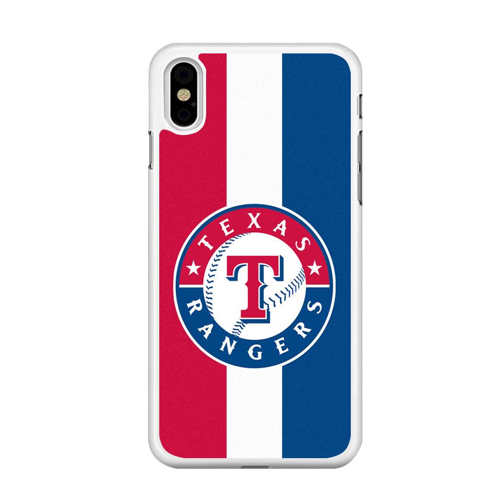 Baseball Texas Rangers MLB 002 iPhone Xs Case-Rubber / White (2D Case)-Xtracase