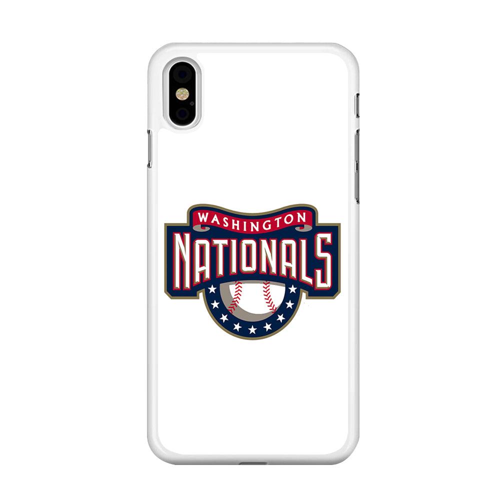 Baseball Washington Nationals MLB 001 iPhone Xs Case-Rubber / White (2D Case)-Xtracase