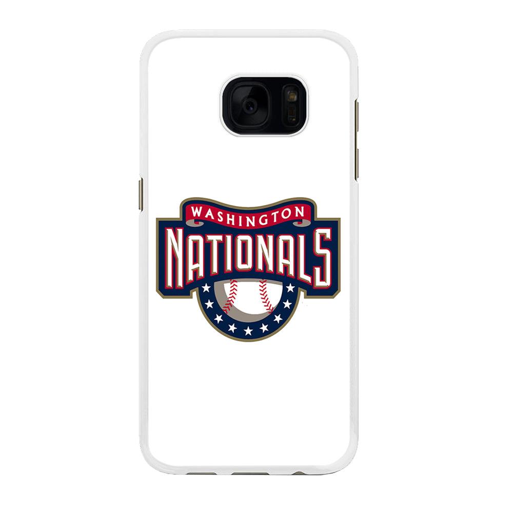 Baseball Washington Nationals MLB 001 Samsung Galaxy S7 Edge Case-Rubber / White (2D Case)-Xtracase