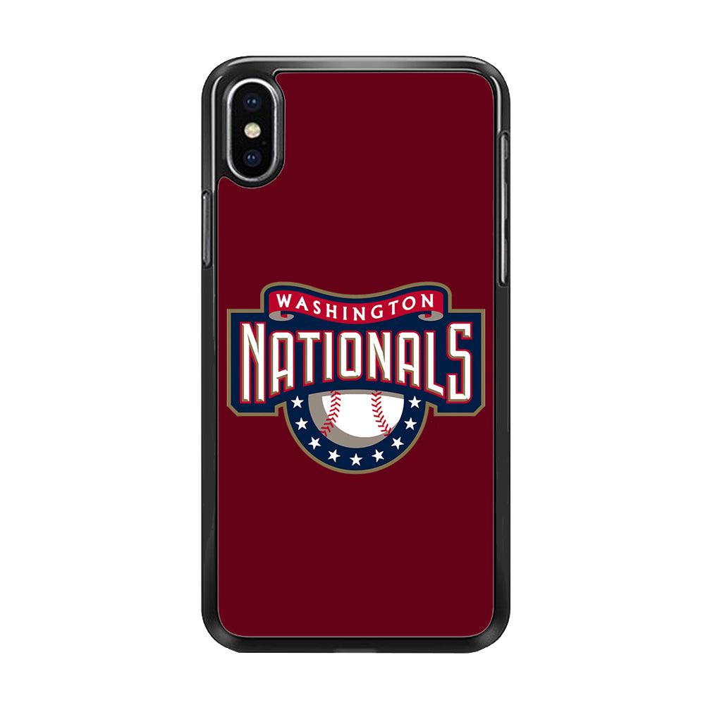 Baseball Washington Nationals MLB 002 iPhone Xs Max Case-Rubber / Black (2D Case)-Xtracase