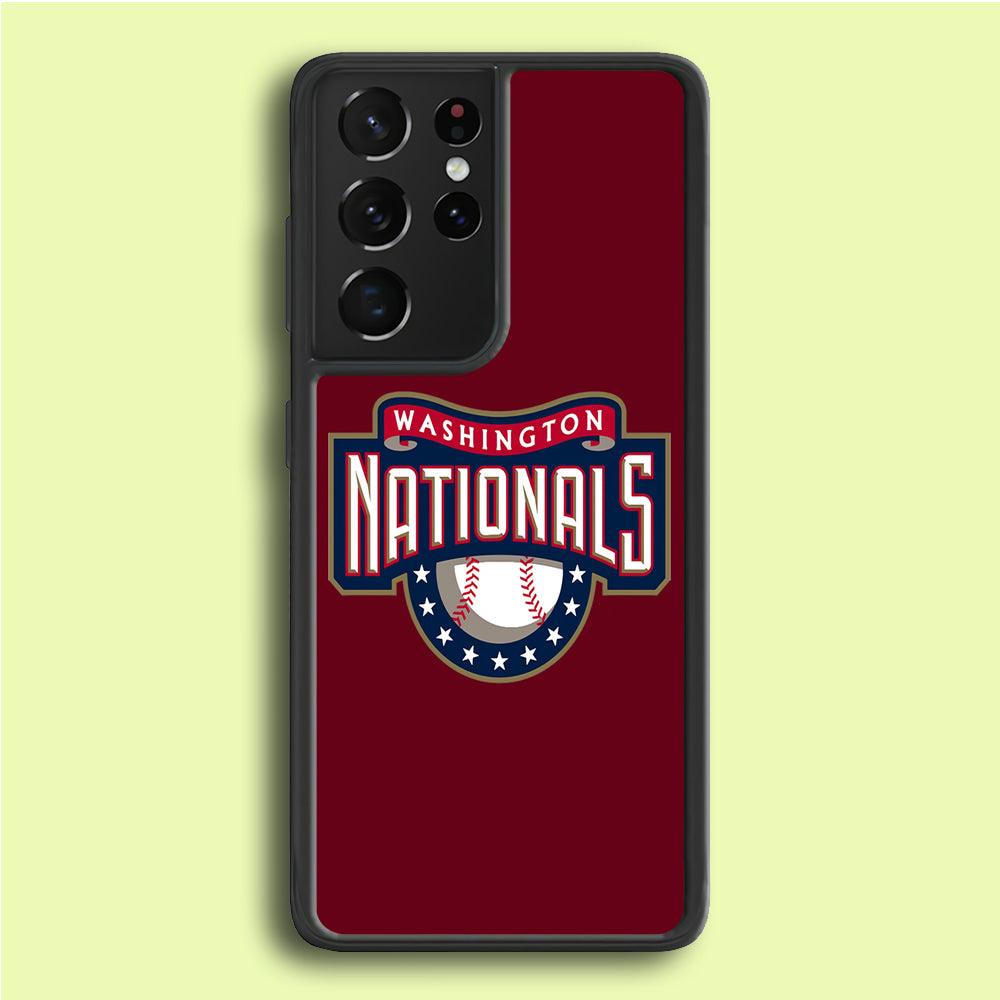 Baseball Washington Nationals MLB 002 Samsung Galaxy S21 Ultra Case-Rubber / White (2D Case)-Xtracase