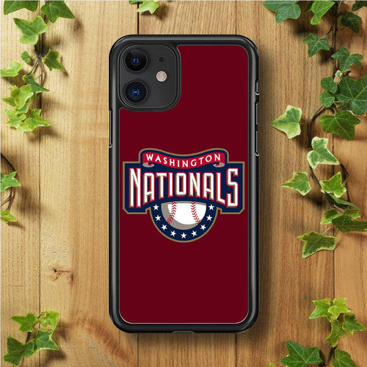 Baseball Washington Nationals MLB 002 iPhone 11 Case-Rubber / Black (2D Case)-Xtracase