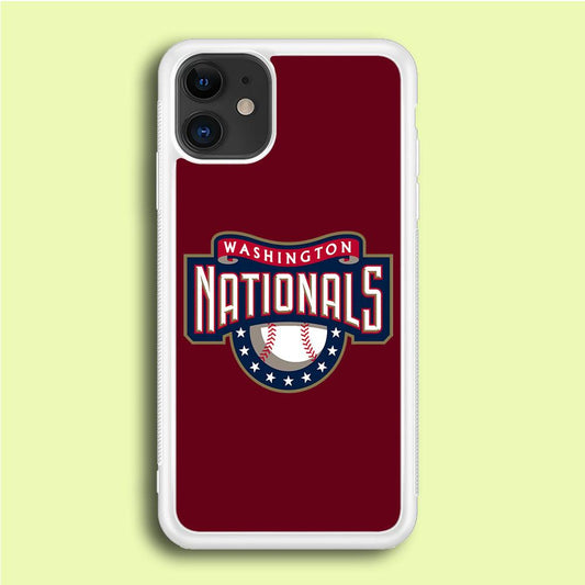 Baseball Washington Nationals MLB 002 iPhone 12 Case-Rubber / White (2D Case)-Xtracase