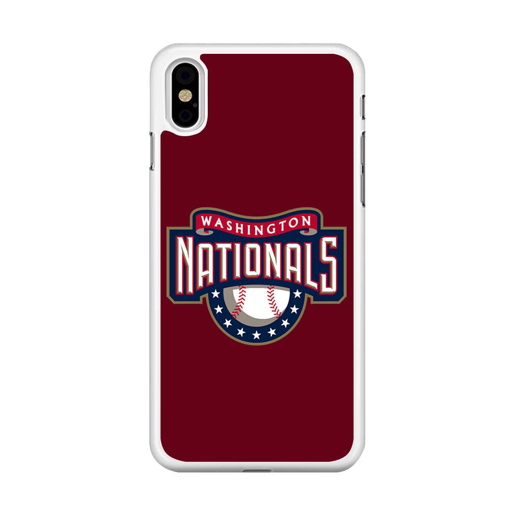 Baseball Washington Nationals MLB 002 iPhone Xs Case-Rubber / White (2D Case)-Xtracase