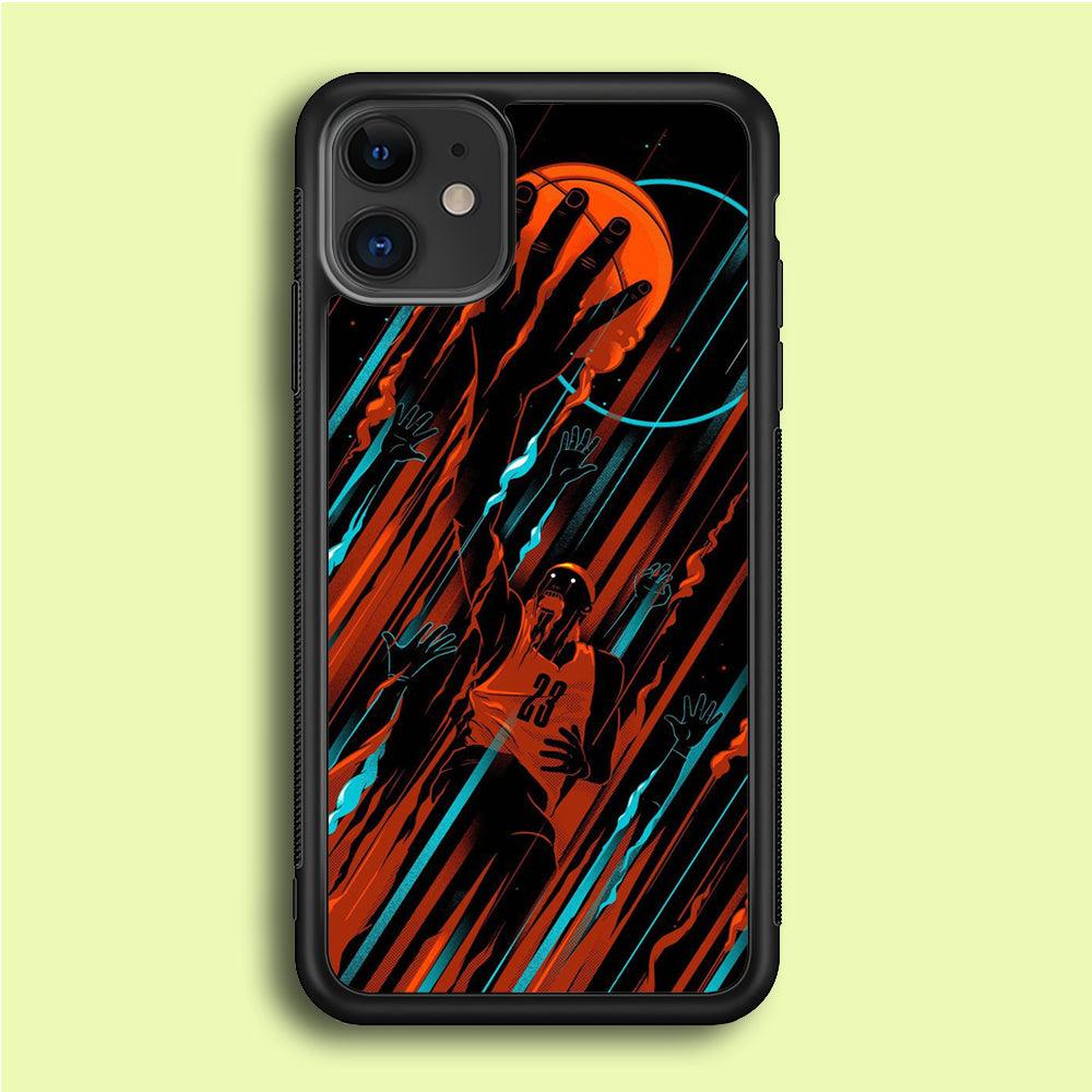 Basketball Art 003 iPhone 12 Case-Rubber / Black (2D Case)-Xtracase