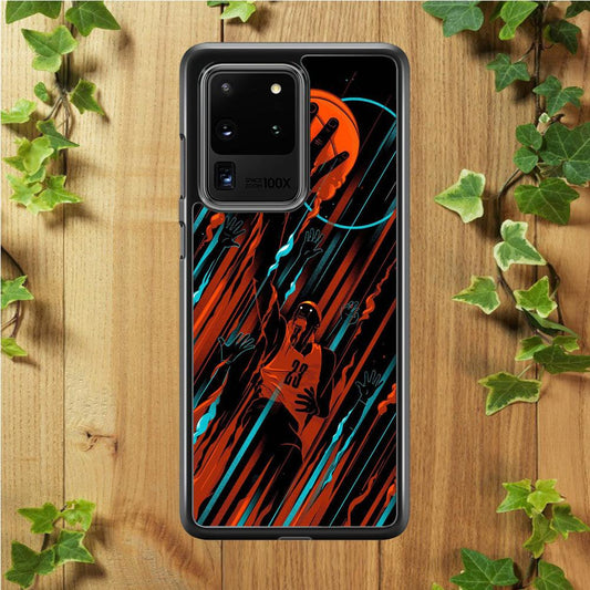 Basketball Art 003 Samsung Galaxy S20 Ultra Case-Rubber / White (2D Case)-Xtracase