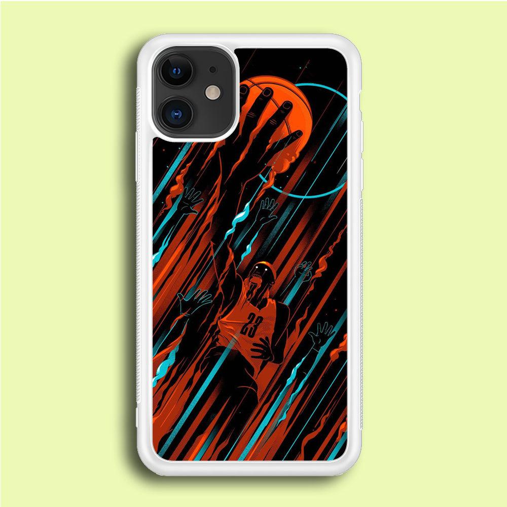Basketball Art 003 iPhone 12 Case-Rubber / White (2D Case)-Xtracase