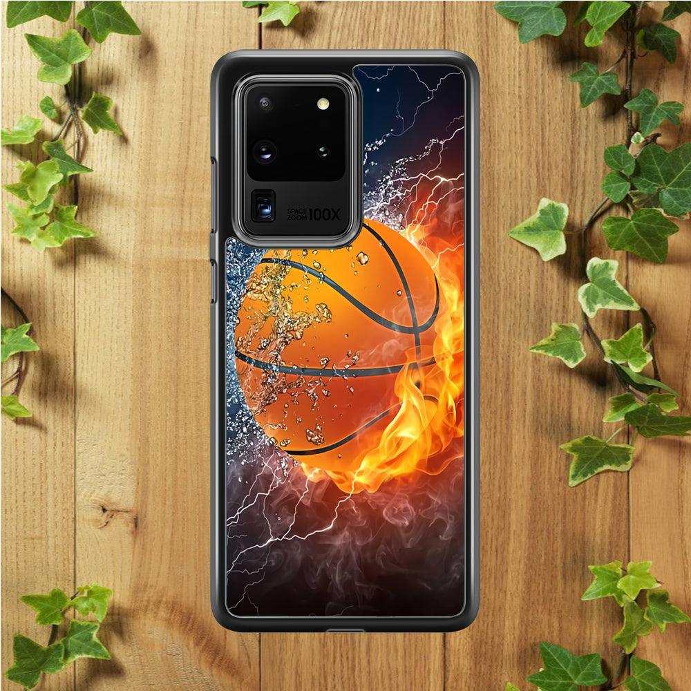 Basketball Ball Cool Art Samsung Galaxy S20 Ultra Case-Rubber / White (2D Case)-Xtracase