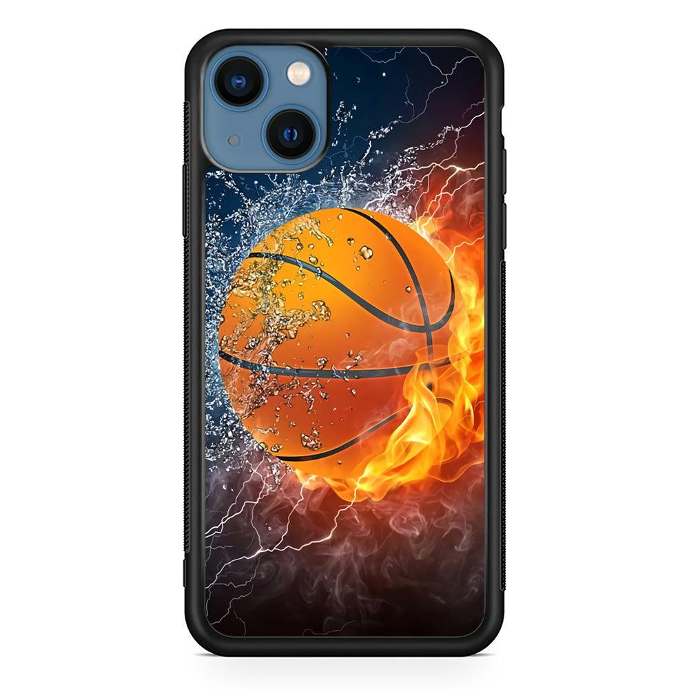 Basketball Ball Cool Art iPhone 13 Mini Case-Rubber / Black (2D Case)-Xtracase