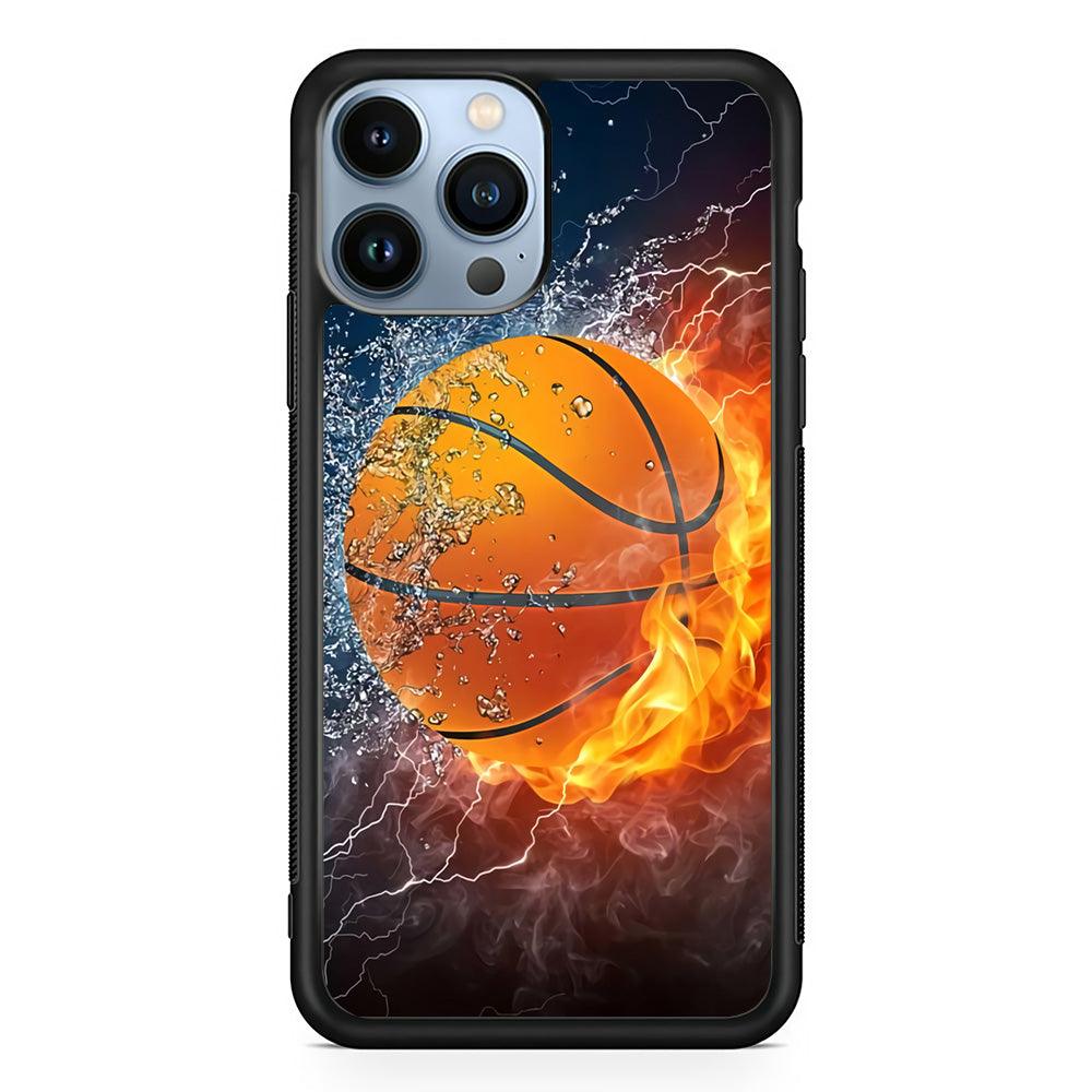 Basketball Ball Cool Art iPhone 13 Pro Max Case-Rubber / Black (2D Case)-Xtracase