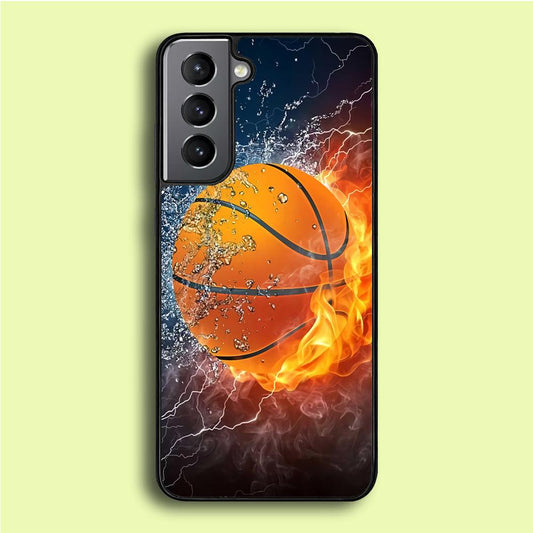 Basketball Ball Cool Art Samsung Galaxy S21 Case-Rubber / White (2D Case)-Xtracase