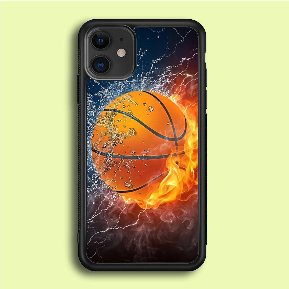 Basketball Ball Cool Art iPhone 12 Mini Case-Rubber / Black (2D Case)-Xtracase