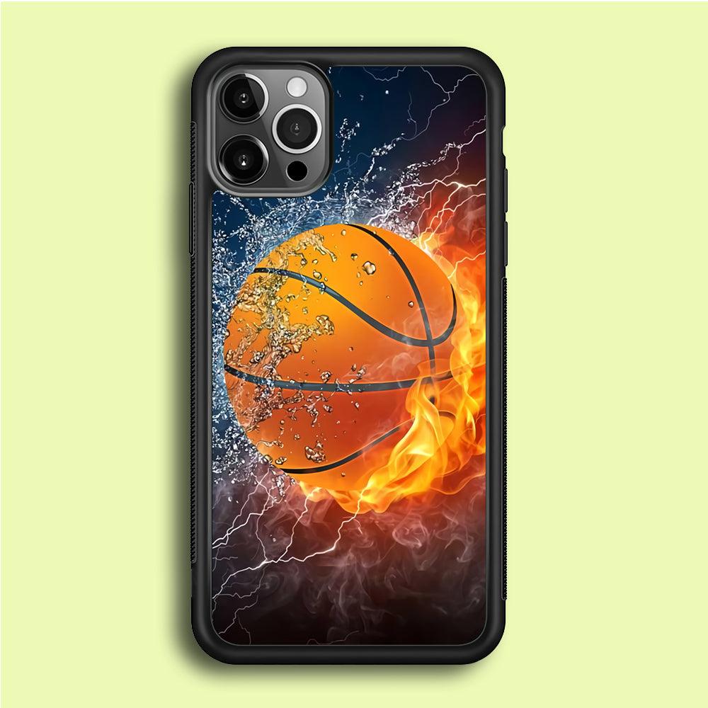 Basketball Ball Cool Art iPhone 12 Pro Case-Rubber / Black (2D Case)-Xtracase