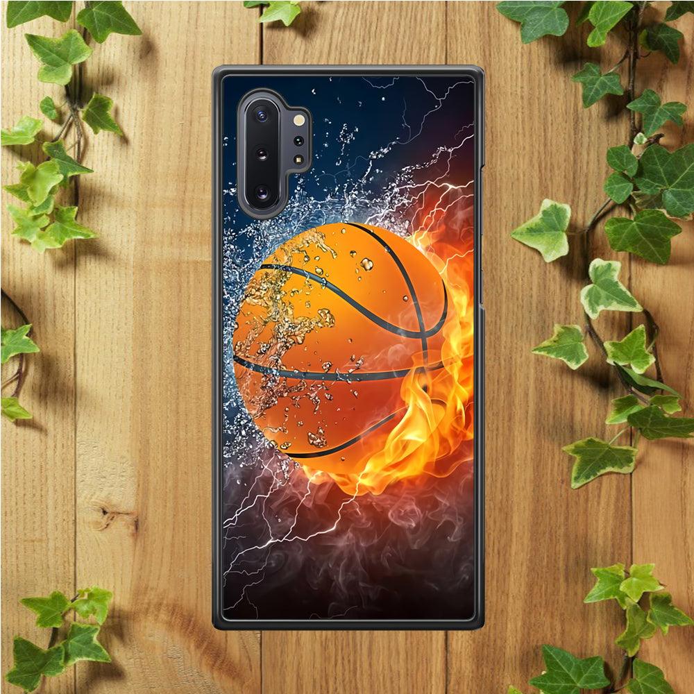 Basketball Ball Cool Art Samsung Galaxy Note 10 Plus Case-Rubber / White (2D Case)-Xtracase