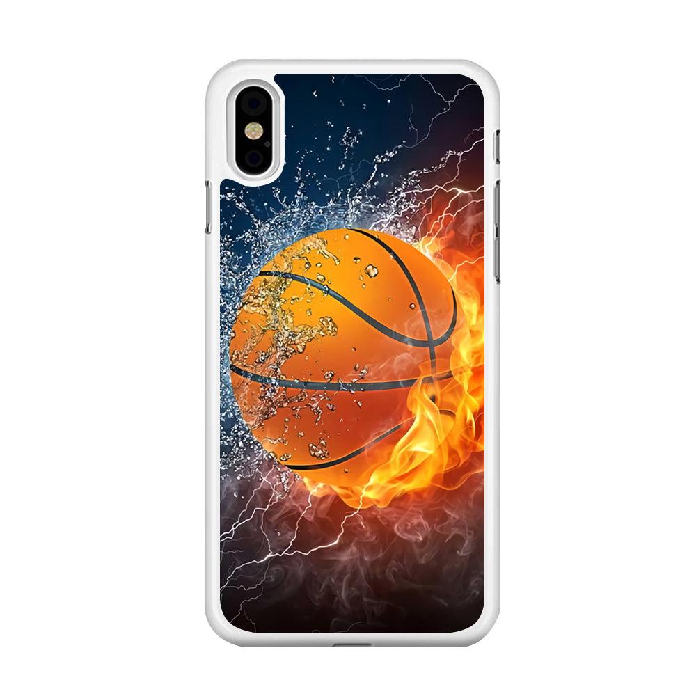 Basketball Ball Cool Art iPhone Xs Case-Rubber / White (2D Case)-Xtracase