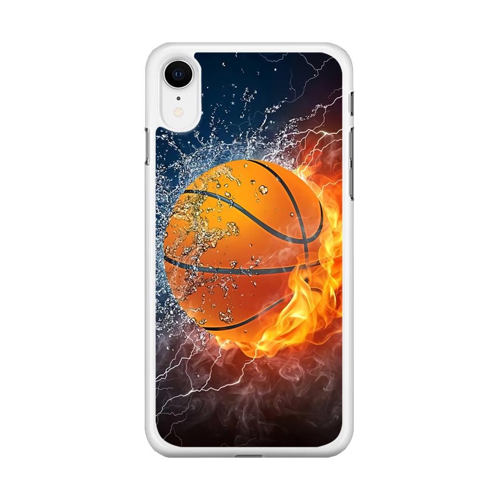 Basketball Ball Cool Art iPhone XR Case-Rubber / White (2D Case)-Xtracase