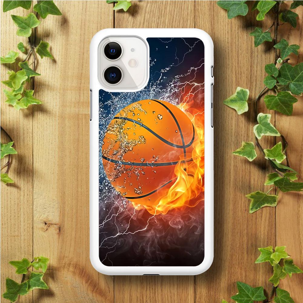 Basketball Ball Cool Art iPhone 11 Case-Rubber / White (2D Case)-Xtracase