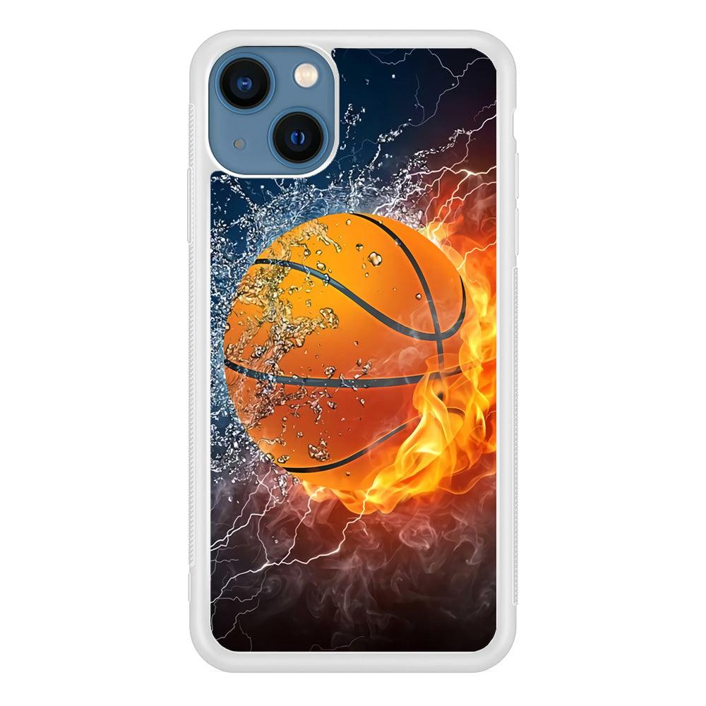 Basketball Ball Cool Art iPhone 13 Mini Case-Rubber / White (2D Case)-Xtracase