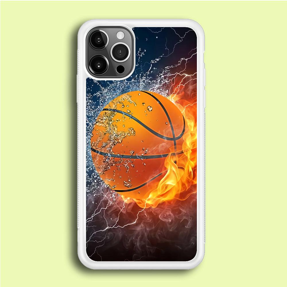 Basketball Ball Cool Art iPhone 12 Pro Case-Rubber / White (2D Case)-Xtracase