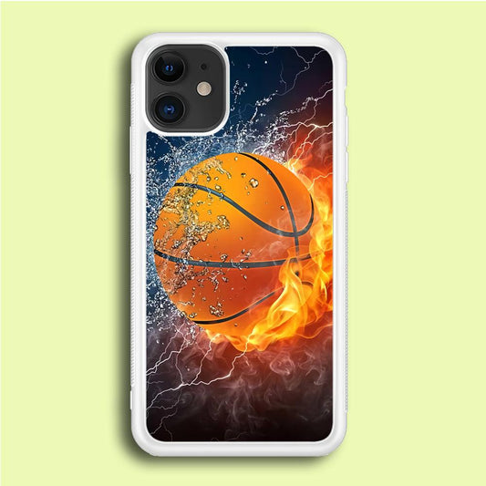 Basketball Ball Cool Art iPhone 12 Case-Rubber / White (2D Case)-Xtracase