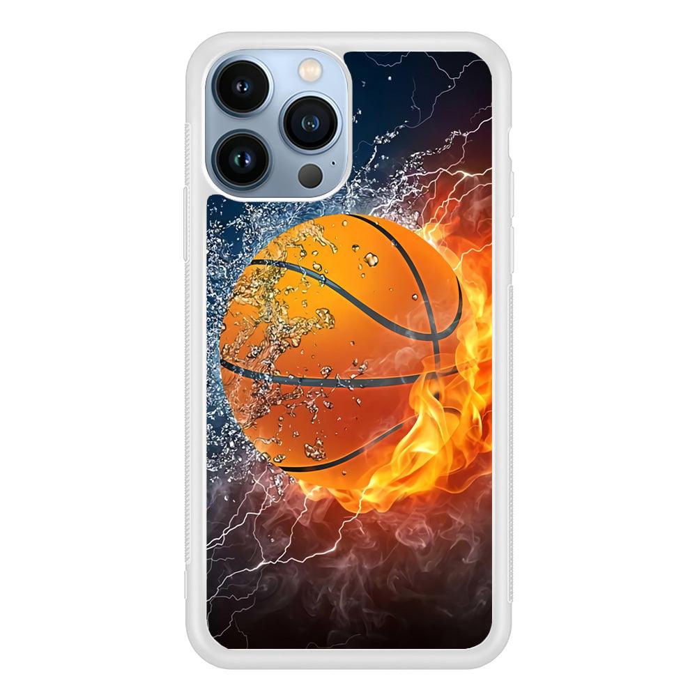 Basketball Ball Cool Art iPhone 13 Pro Max Case-Rubber / White (2D Case)-Xtracase