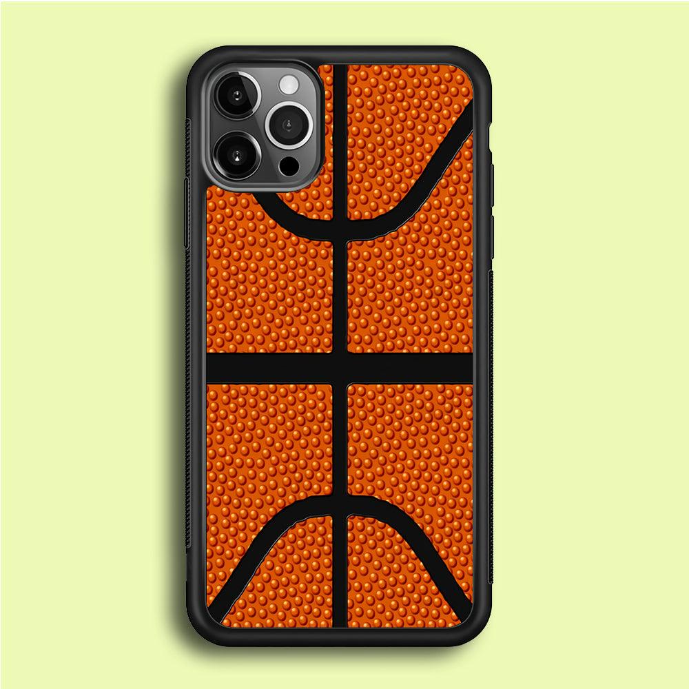 Basketball Pattern iPhone 12 Pro Max Case-Rubber / Black (2D Case)-Xtracase