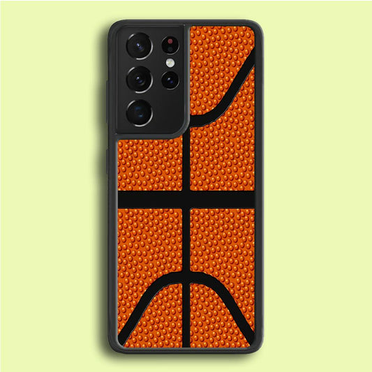 Basketball Pattern Samsung Galaxy S21 Ultra Case-Rubber / Black (2D Case)-Xtracase