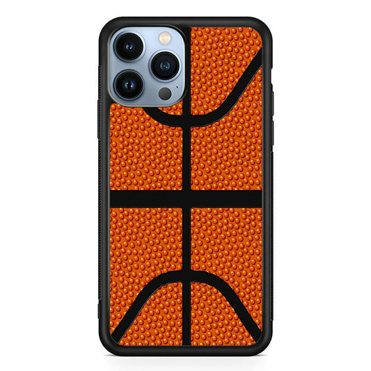 Basketball Pattern iPhone 13 Pro Max Case-Rubber / Black (2D Case)-Xtracase
