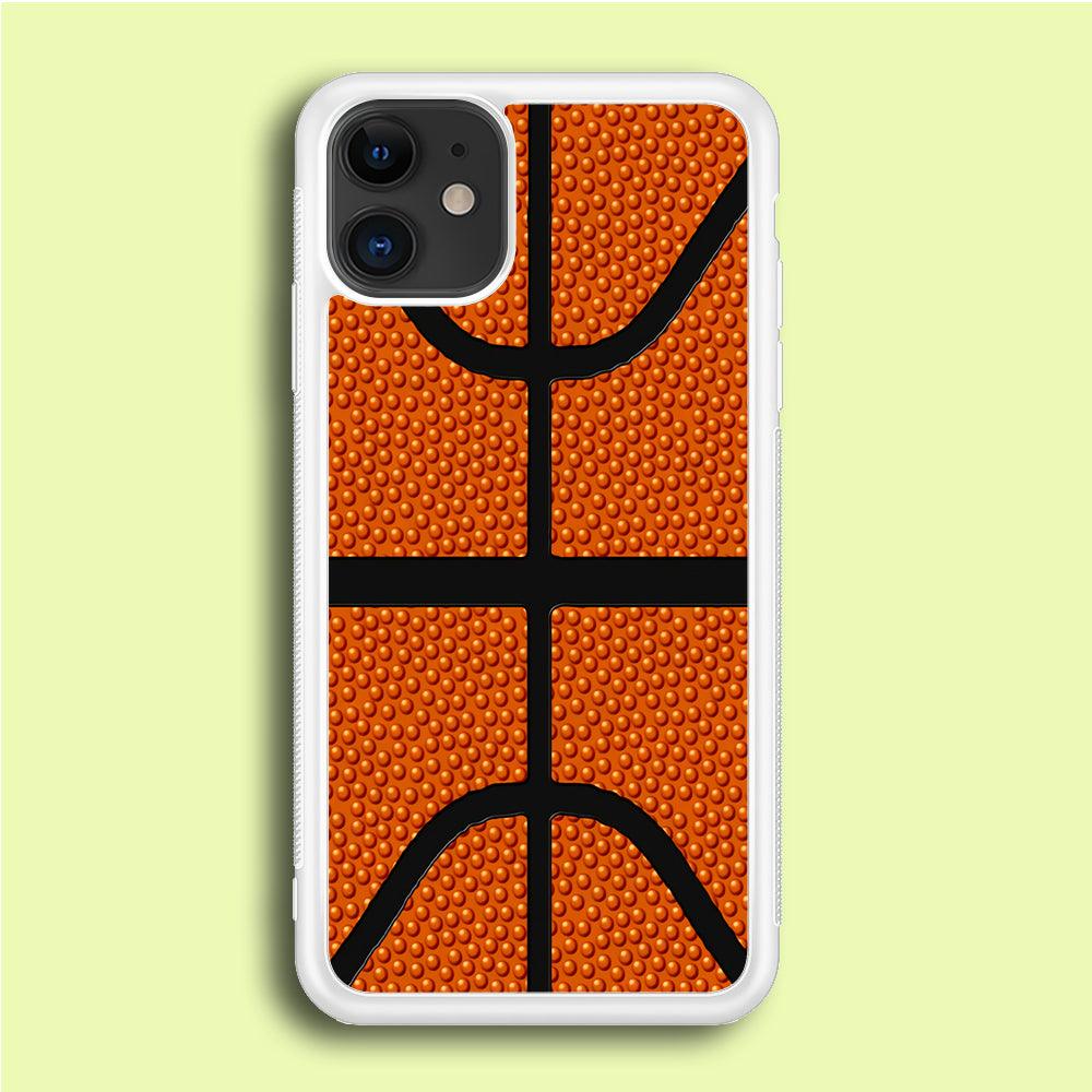 Basketball Pattern iPhone 12 Mini Case-Rubber / White (2D Case)-Xtracase