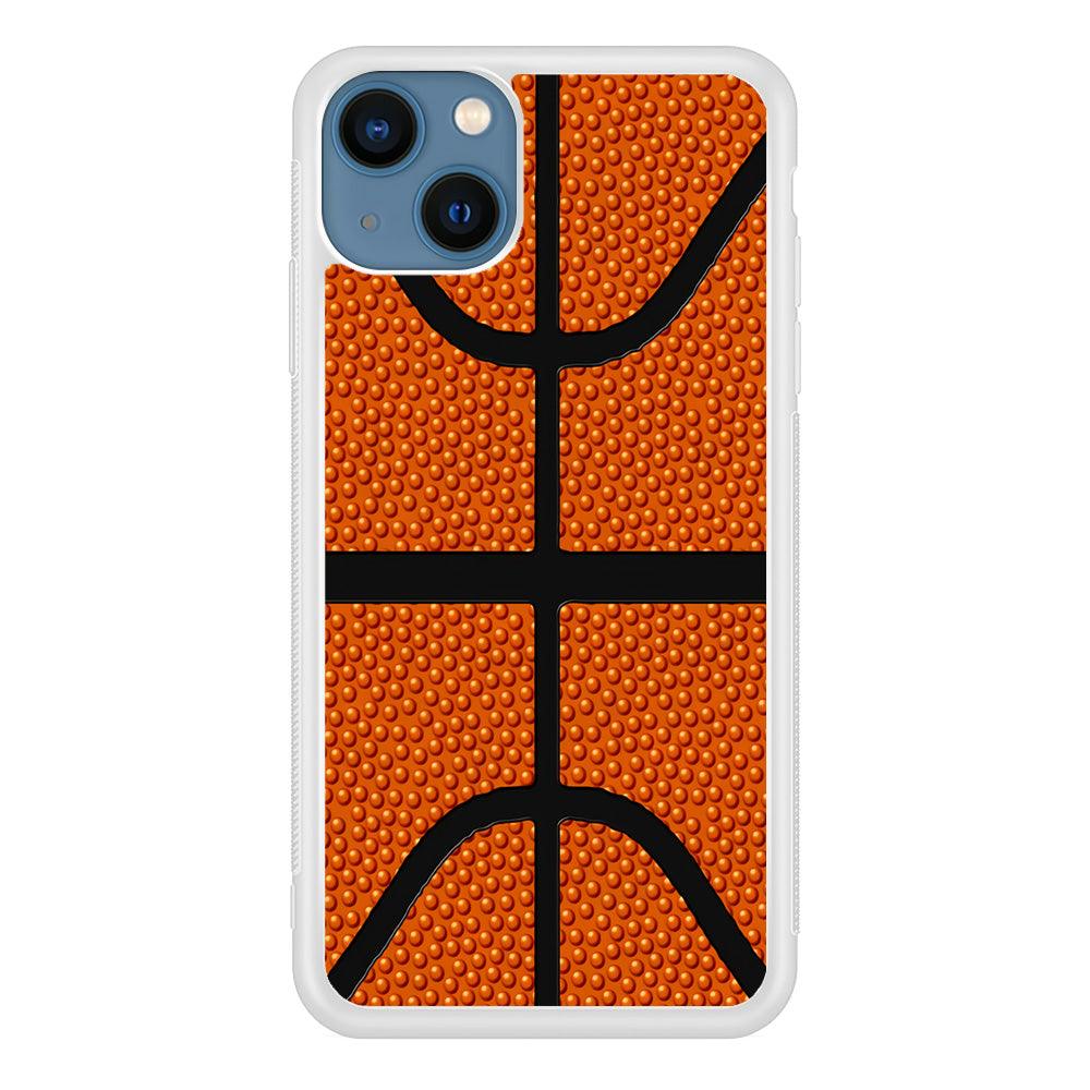 Basketball Pattern iPhone 13 Case-Rubber / White (2D Case)-Xtracase