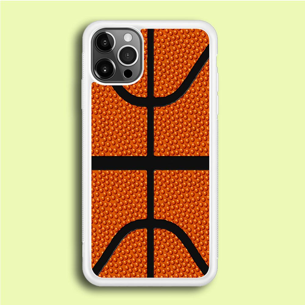 Basketball Pattern iPhone 12 Pro Case-Rubber / White (2D Case)-Xtracase