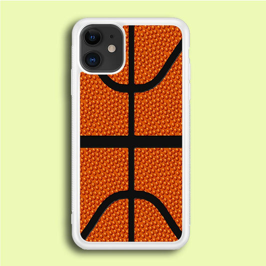 Basketball Pattern iPhone 12 Case-Rubber / White (2D Case)-Xtracase