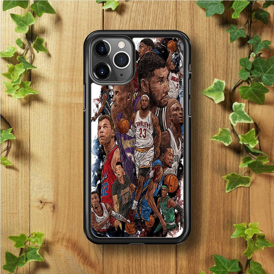 Basketball Players Art iPhone 11 Pro Case-Rubber / Black (2D Case)-Xtracase