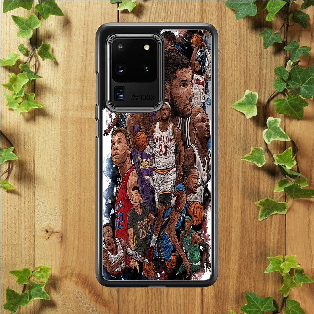 Basketball Players Art Samsung Galaxy S20 Ultra Case-Rubber / White (2D Case)-Xtracase