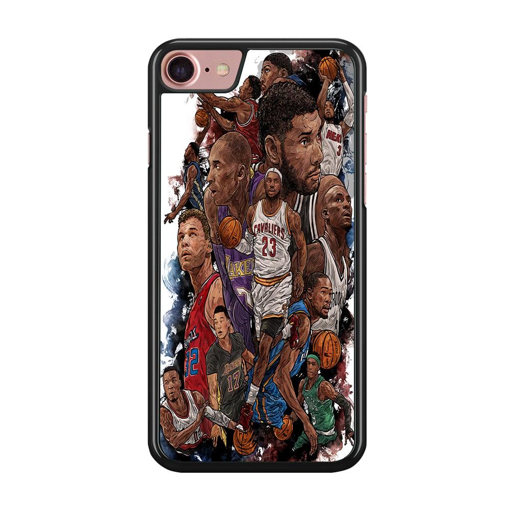 Basketball Players Art iPhone 8 Case-Rubber / Black (2D Case)-Xtracase