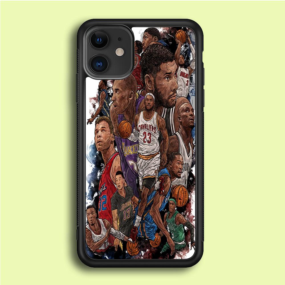Basketball Players Art iPhone 12 Mini Case-Rubber / Black (2D Case)-Xtracase
