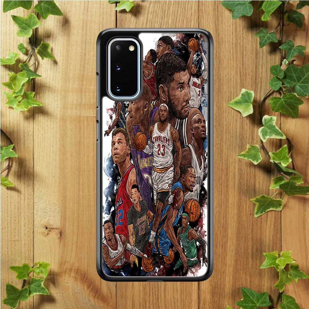 Basketball Players Art Samsung Galaxy S20 Case-Rubber / White (2D Case)-Xtracase