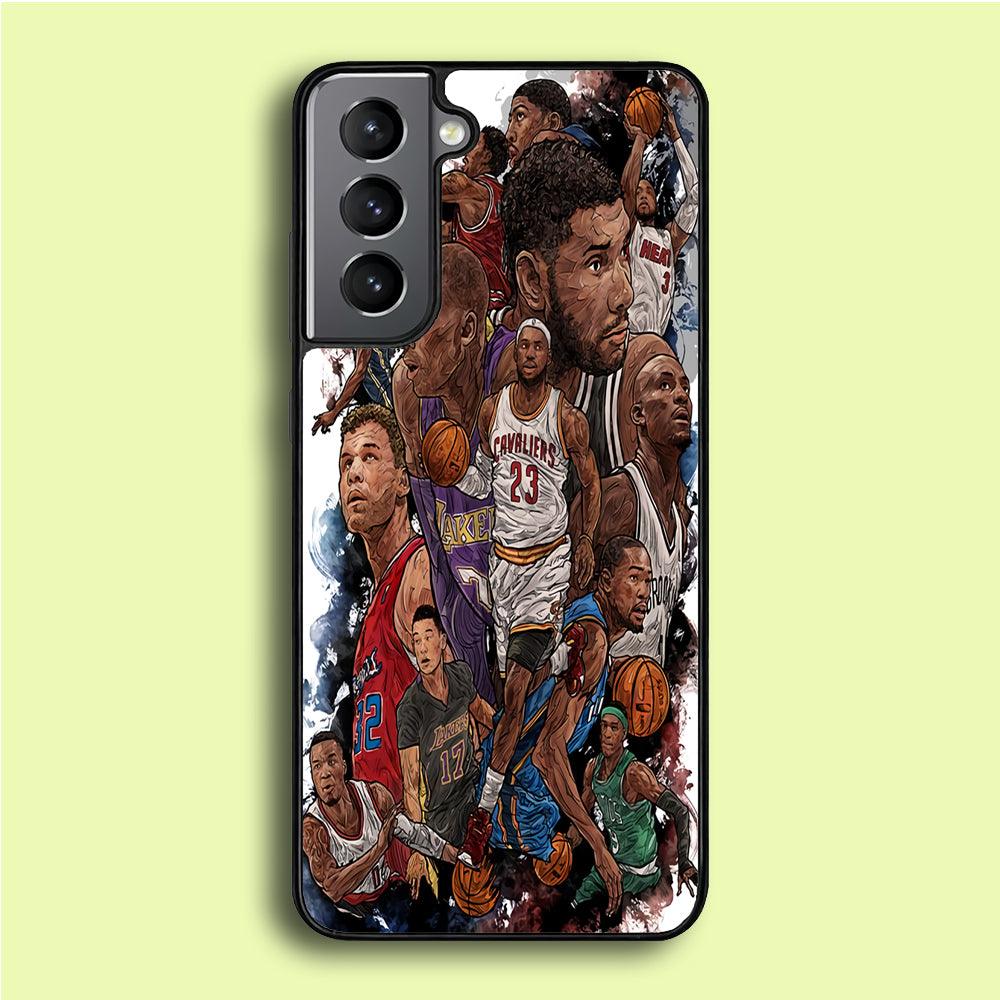Basketball Players Art Samsung Galaxy S21 Plus Case-Rubber / White (2D Case)-Xtracase