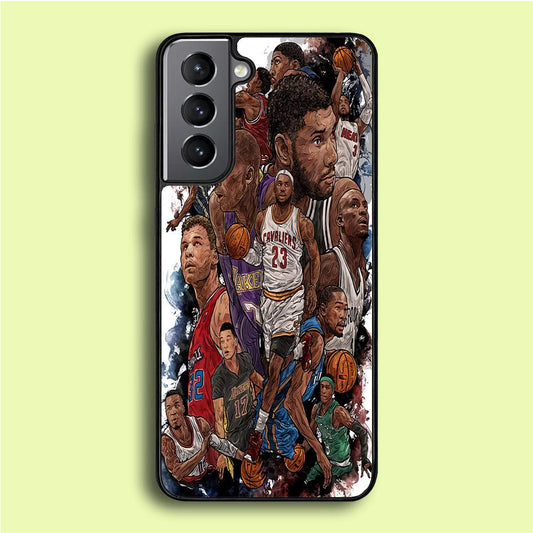 Basketball Players Art Samsung Galaxy S21 Plus Case-Rubber / White (2D Case)-Xtracase