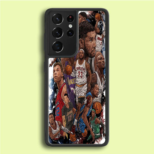 Basketball Players Art Samsung Galaxy S21 Ultra Case-Rubber / Black (2D Case)-Xtracase