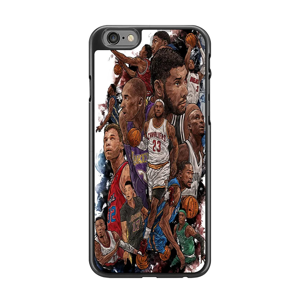 Basketball Players Art iPhone 6 | 6s Case-Rubber / Black (2D Case)-Xtracase