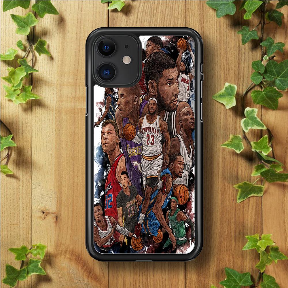 Basketball Players Art iPhone 11 Case-Rubber / Black (2D Case)-Xtracase