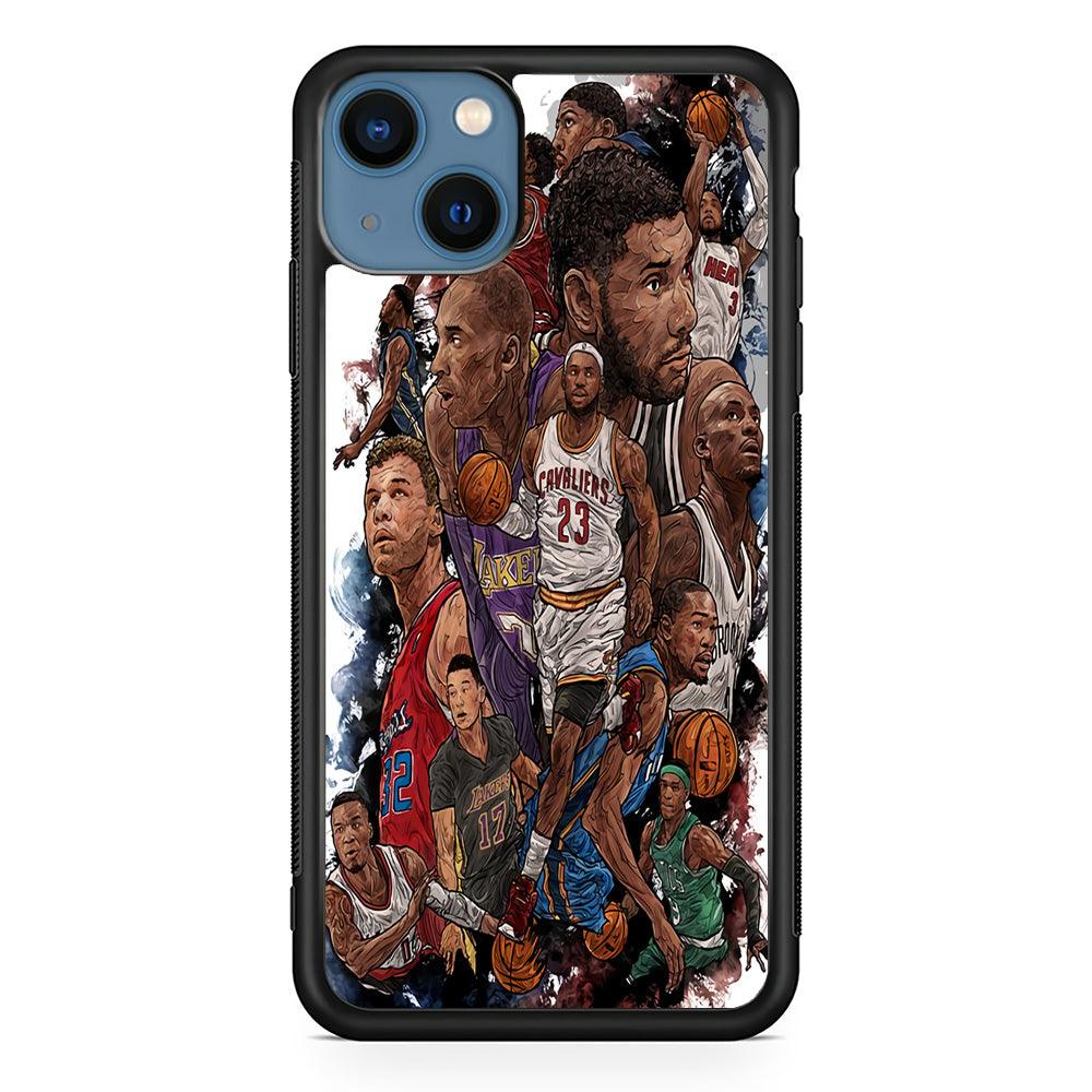 Basketball Players Art iPhone 13 Case-Rubber / Black (2D Case)-Xtracase