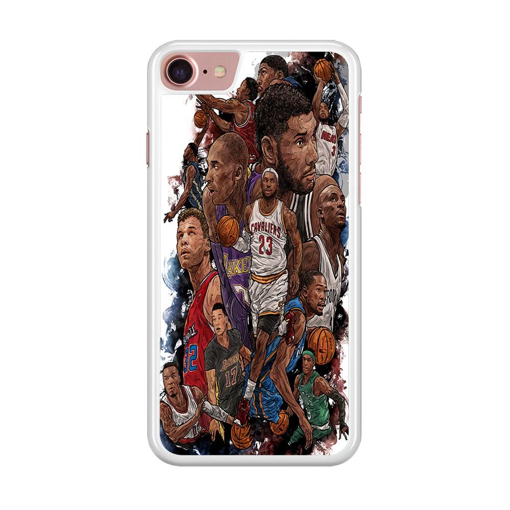Basketball Players Art iPhone SE 2020 Case-Rubber / White (2D Case)-Xtracase