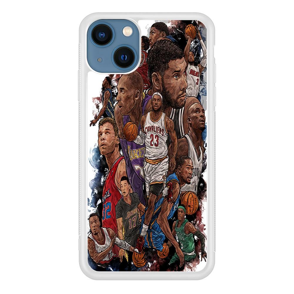 Basketball Players Art iPhone 13 Mini Case-Rubber / White (2D Case)-Xtracase