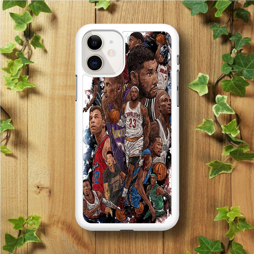 Basketball Players Art iPhone 11 Case-Rubber / White (2D Case)-Xtracase